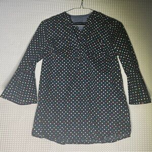 Tommy Hilfiger Polka Dot Shirt Top Women's XS 3/4 Sleeve